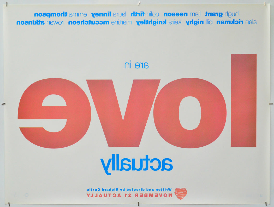 Love Actually (Back) Cinema Quad Movie Poster 