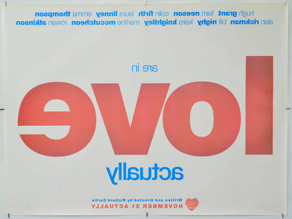 Love Actually (Back) Cinema Quad Movie Poster 