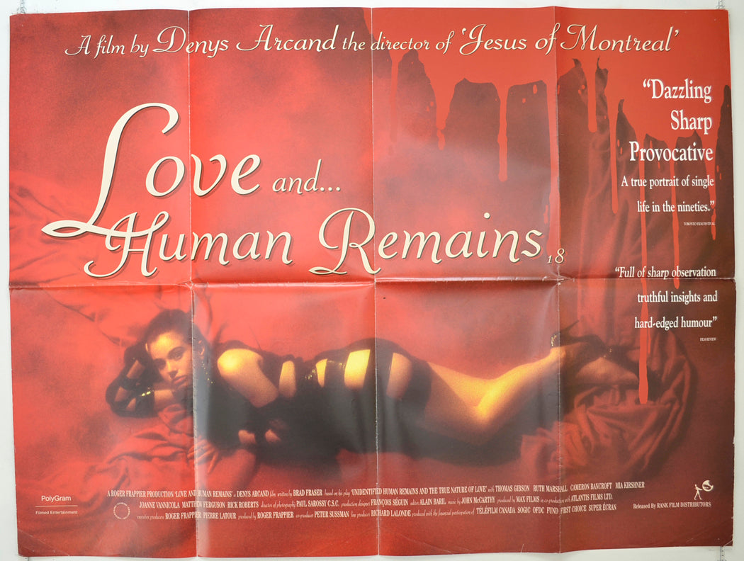 Love And Human Remains  (a.k.a. Amour et restes humains)  Original Quad Poster - Film Poster - Movie Poster 