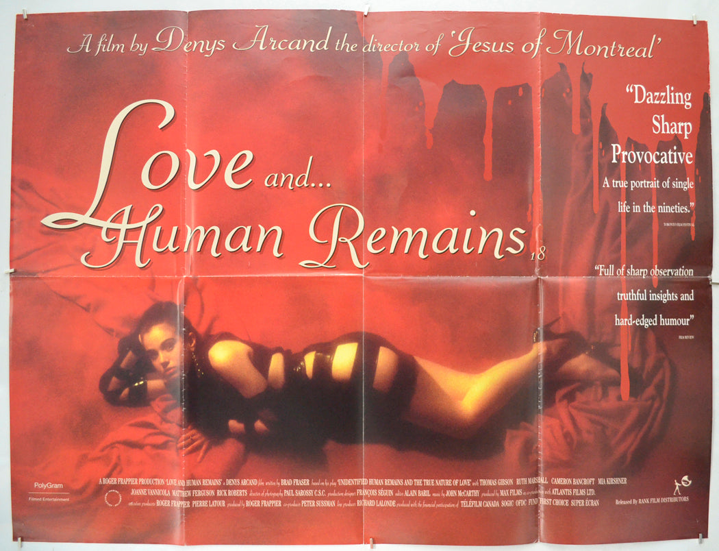 Love And Human Remains (a.k.a. Amour et restes humains)  Original Quad Poster - Film Poster - Movie Poster