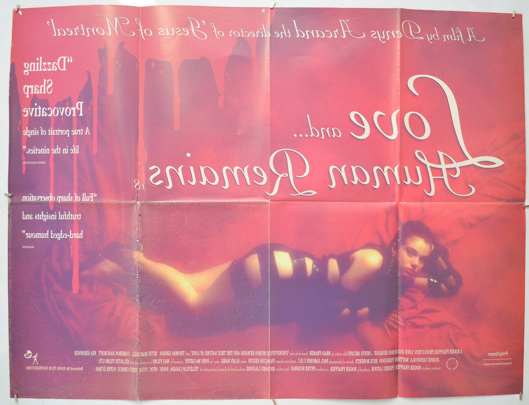 LOVE AND HUMAN REMAINS (Back) Cinema Quad Movie Poster 