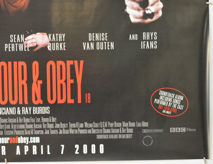 LOVE, HONOUR AND OBEY (Bottom Right) Cinema Quad Movie Poster 