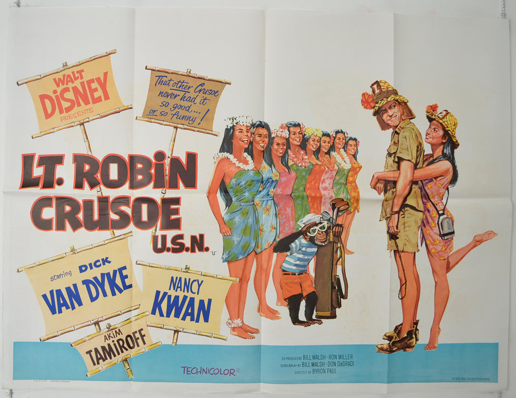 Lt. Robin Crusoe U.S.N.   Original Quad Poster - Film Poster - Movie Poster 