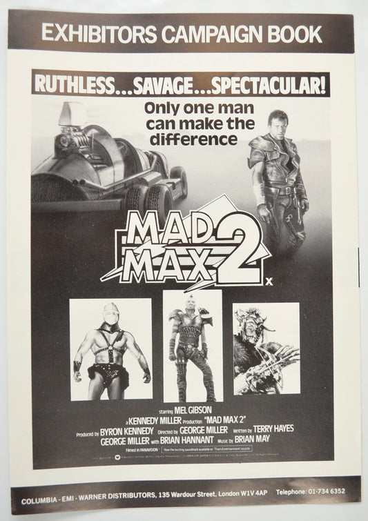 Mad Max 2 Original 6 Page Cinema Exhibitors Campaign Pressbook (UK) + Synopsis / Credits Sheet