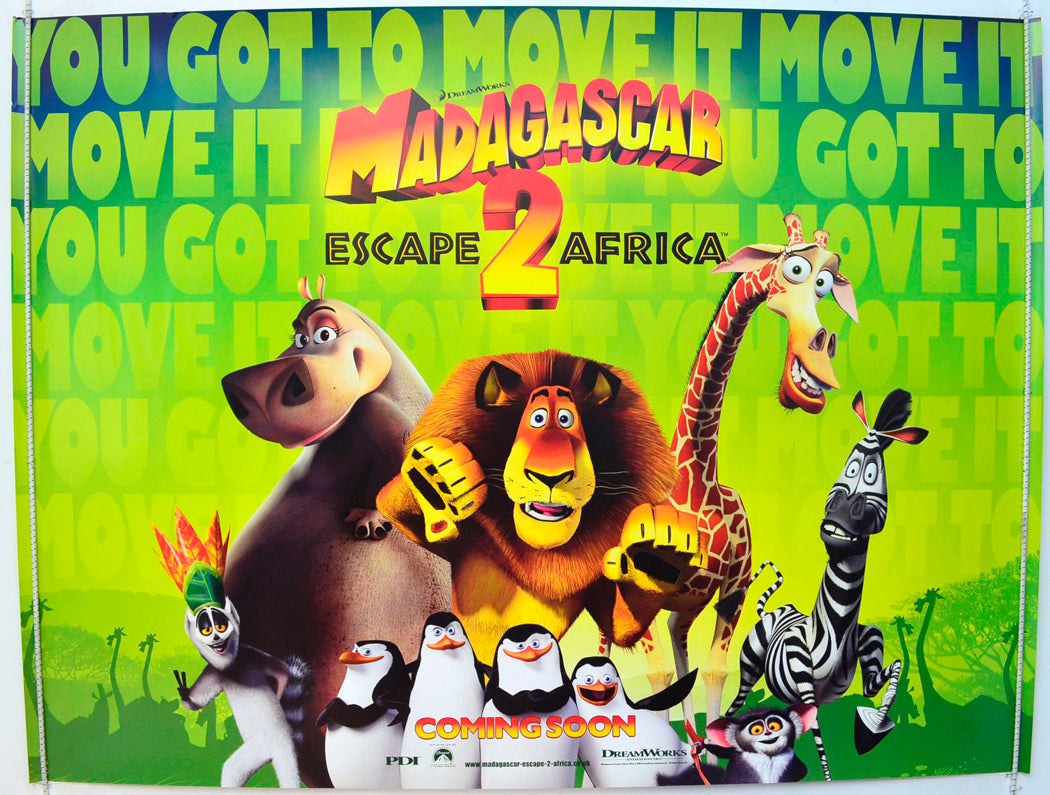 Madagascar 2 - Escape 2 Africa  (Teaser / Advance Version)   Original British Quad Poster - Film Poster - Movie Poster 