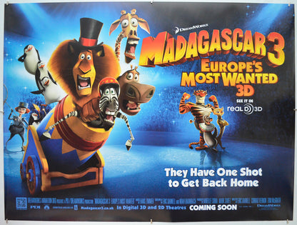 Madagascar 3 - Europe’s Most Wanted Original Quad Poster - Film Poster - Movie Poster  