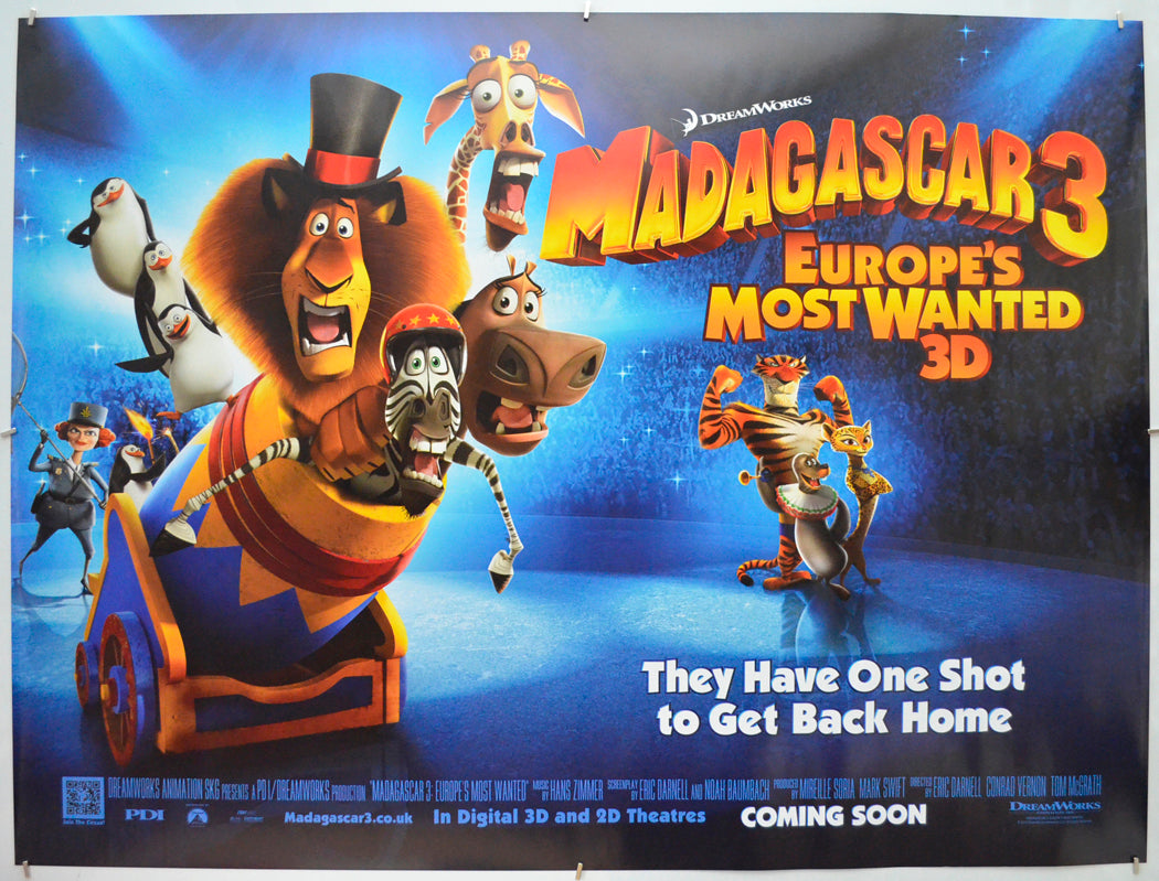 Madagascar 3 - Europe’s Most Wanted Original Quad Poster - Film Poster - Movie Poster  