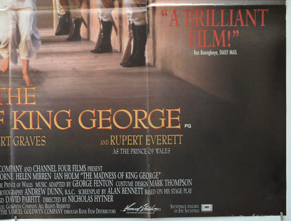 THE MADNESS OF KING GEORGE (Bottom Right) Cinema Quad Movie Poster 