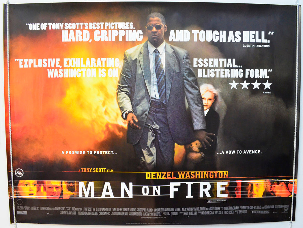 Man On Fire Original British Quad Poster - Film Poster - Movie Poster 