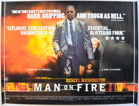 Man On Fire Original British Quad Poster - Film Poster - Movie Poster 