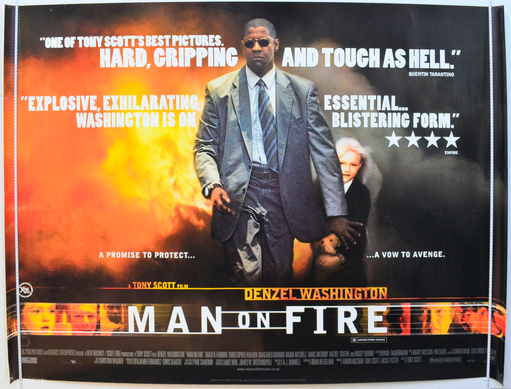 Man On Fire Original British Quad Poster - Film Poster - Movie Poster 