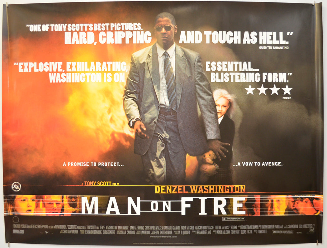 Man On Fire Original Quad Poster - Film Poster - Movie Poster  