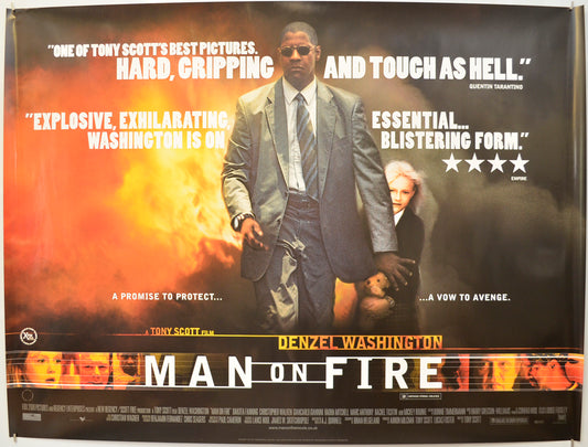 Man On Fire Original Quad Poster - Film Poster - Movie Poster  