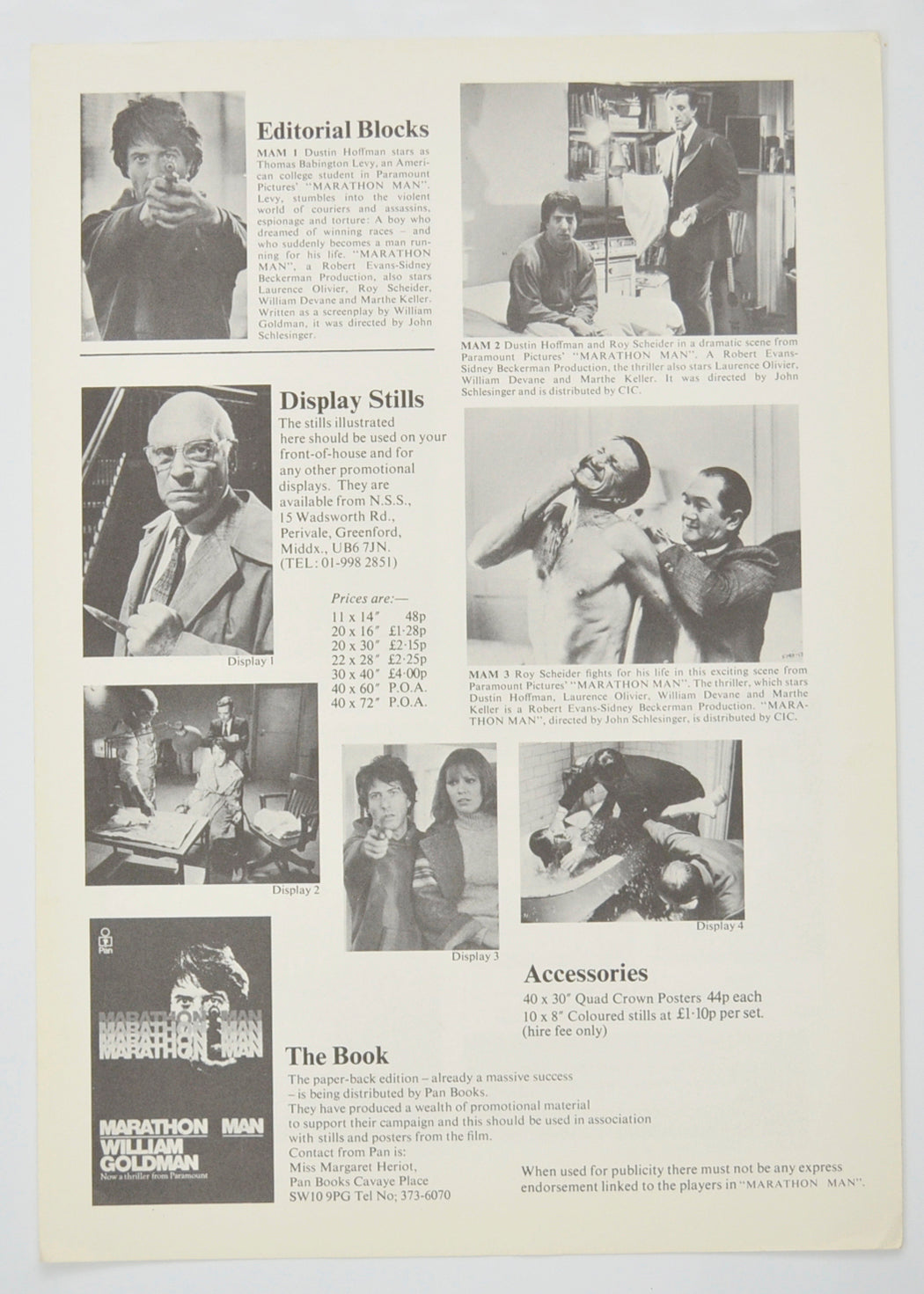 MARATHON MAN Cinema Exhibitors Campaign Pressbook - BACK 