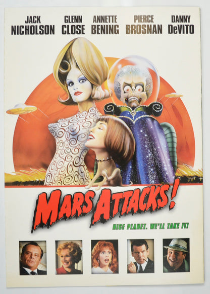 Mars Attacks Original Cinema Exhibitors Press Synopsis / Credits Booklet (UK)