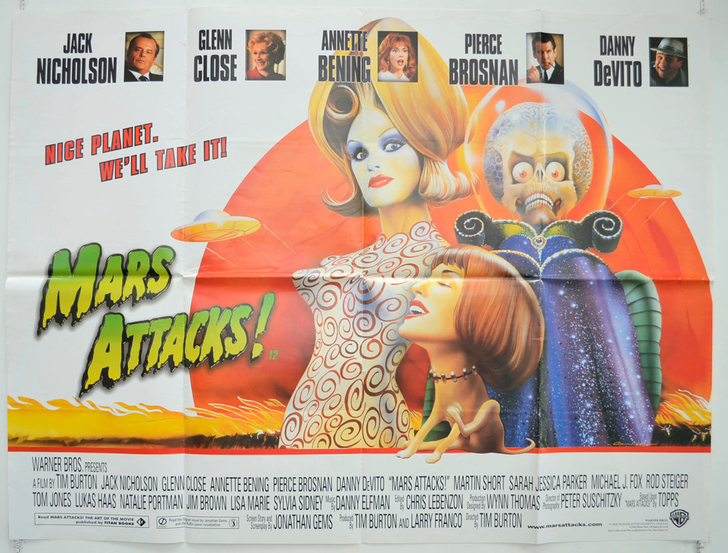 Mars Attacks  Original British Quad Poster - Film Poster - Movie Poster 