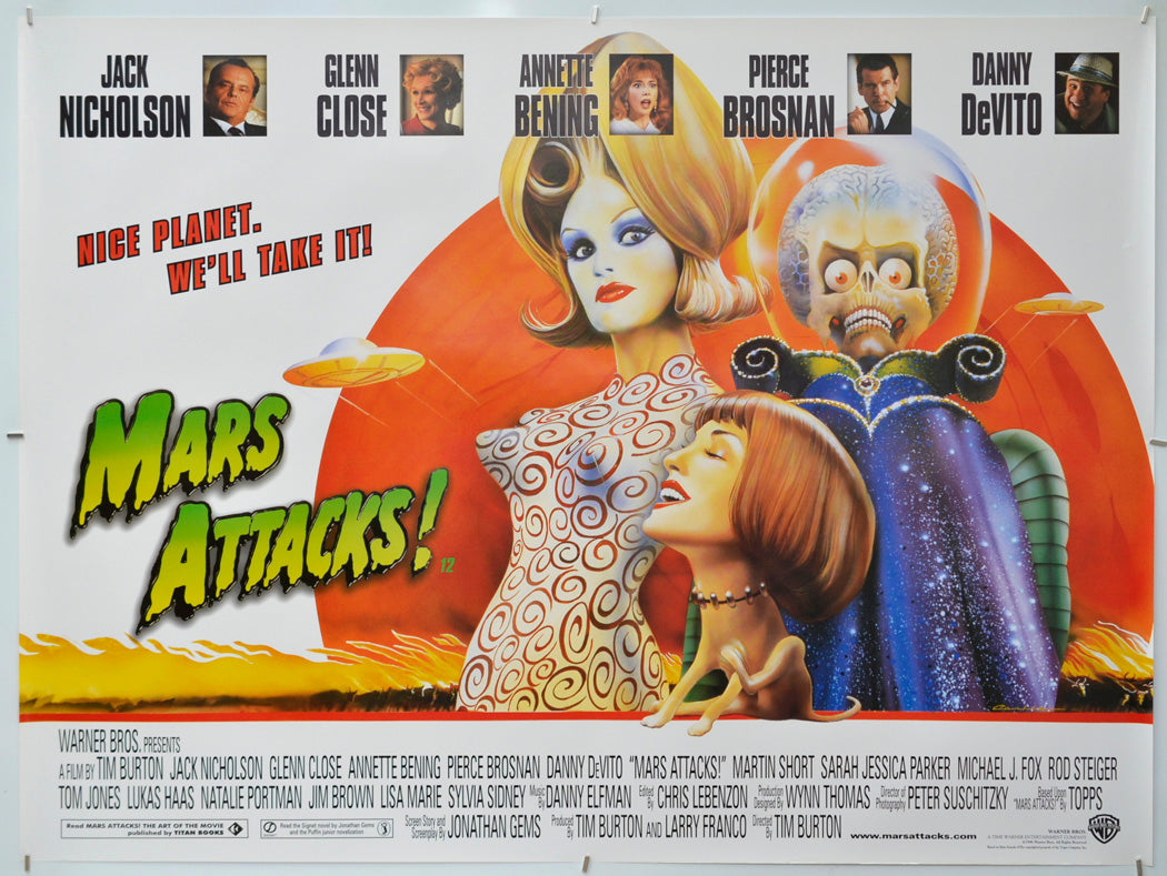 Mars Attacks - Original Quad Poster - Film Poster - Movie Poster