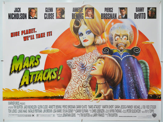 Mars Attacks - Original Quad Poster - Film Poster - Movie Poster