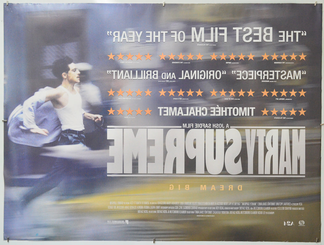 Marty Supreme (Back) Cinema Quad Movie Poster 