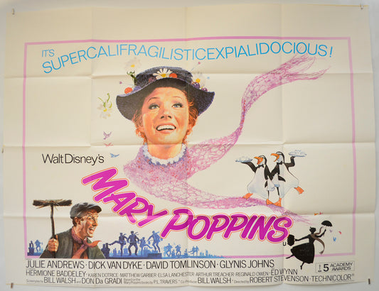 Mary Poppins  (1970’s re-release Poster)   Original Quad Poster - Film Poster - Movie Poster