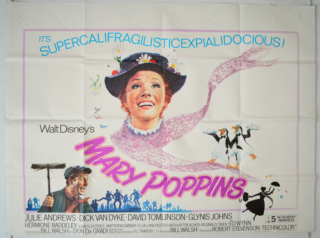 Mary Poppins Original British Quad Poster - Movie Poster