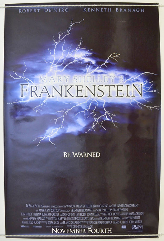 Mary Shelley's Frankenstein   (Teaser / Advance Version) Original One Sheet Poster - Film Poster - Movie Poster