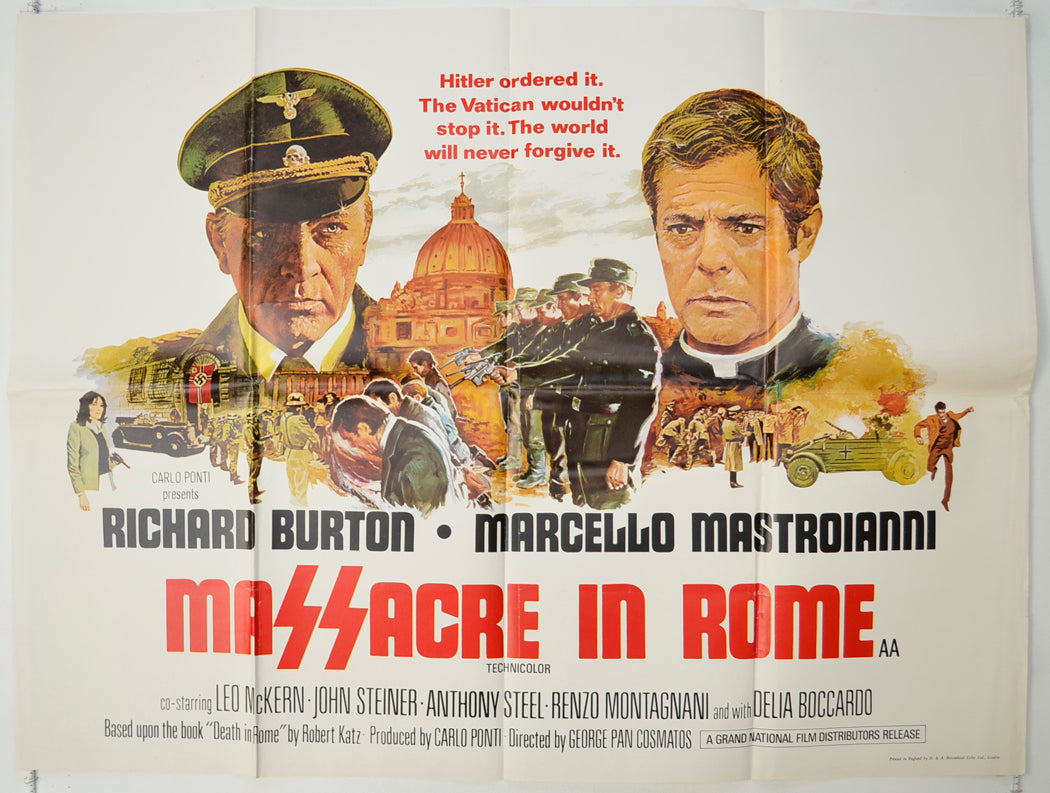 Massacre in Rome   Original Quad Poster - Film Poster - Movie Poster 