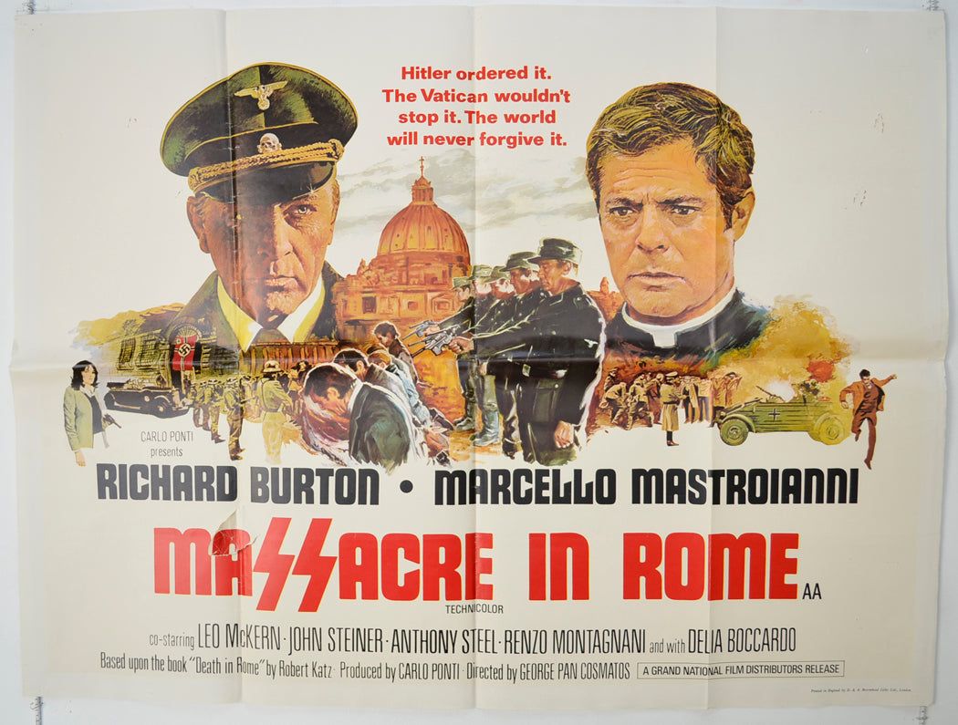 Massacre in Rome   Original Quad Poster - Film Poster - Movie Poster 