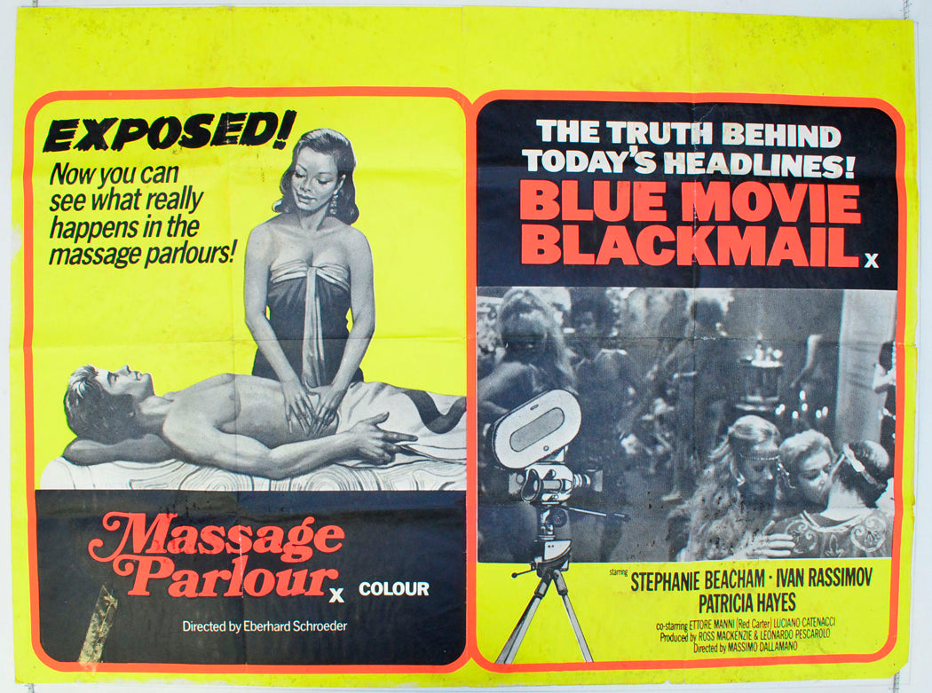 Massage Parlour / Blue Movie Blackmail   (Double Bill) Original British Quad Poster - Film Poster - Movie Poster