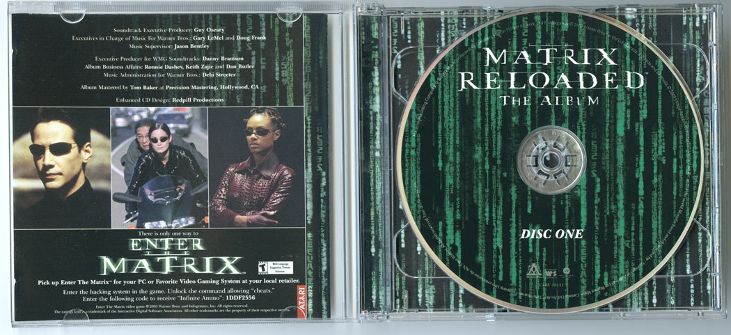 THE MATRIX RELOADED Original CD Soundtrack (Inside) 