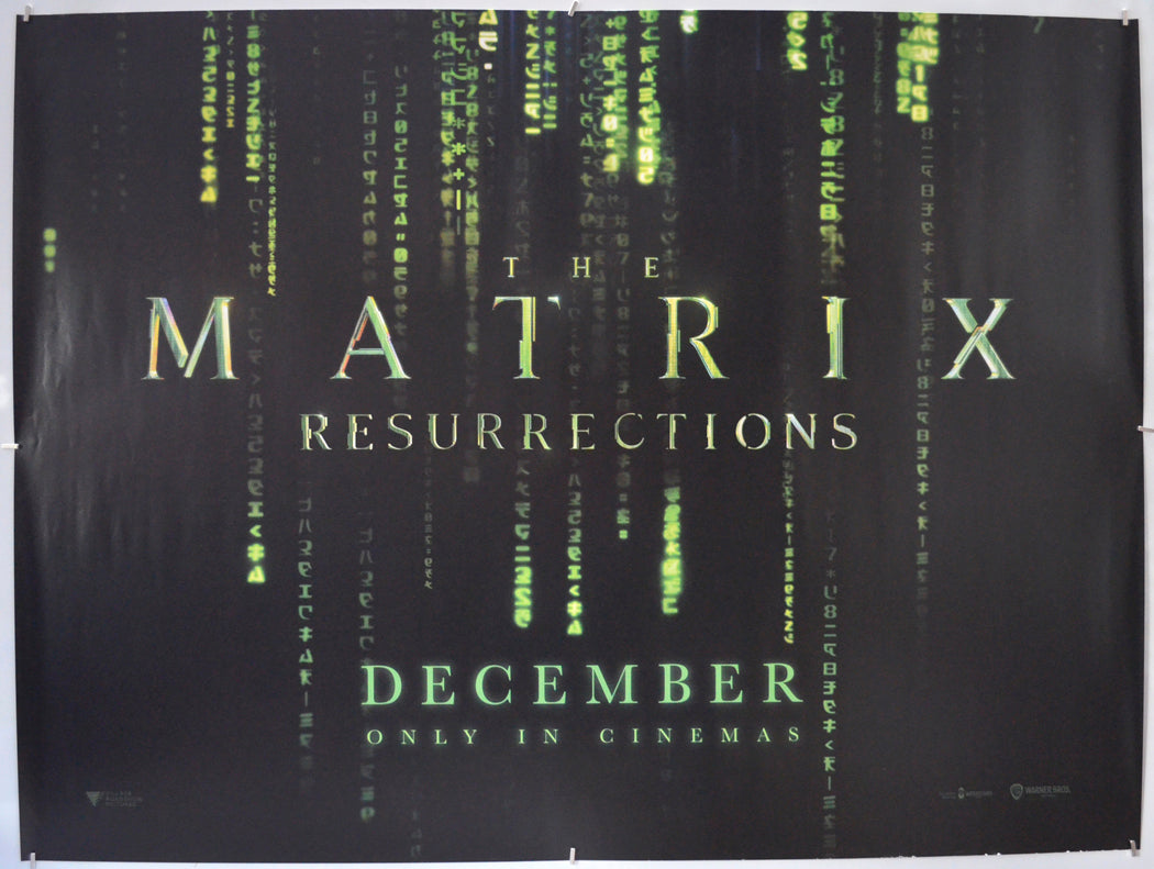 The Matrix Resurrections (Teaser / Advance Version) Original Quad Poster - Film Poster - Movie Poster