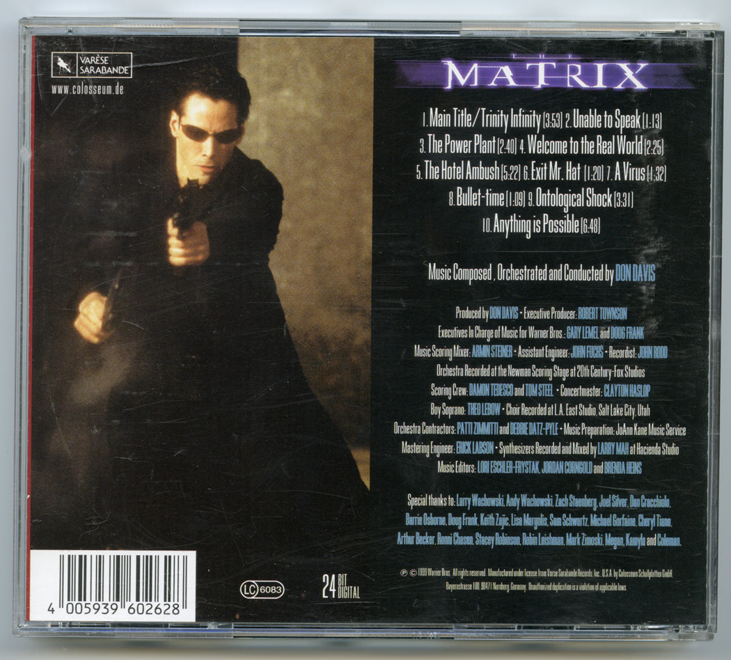 THE MATRIX - THE SCORE Original CD Soundtrack (back) 