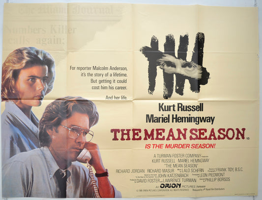 The Mean Season Original Quad Poster - Film Poster - Movie Poster  