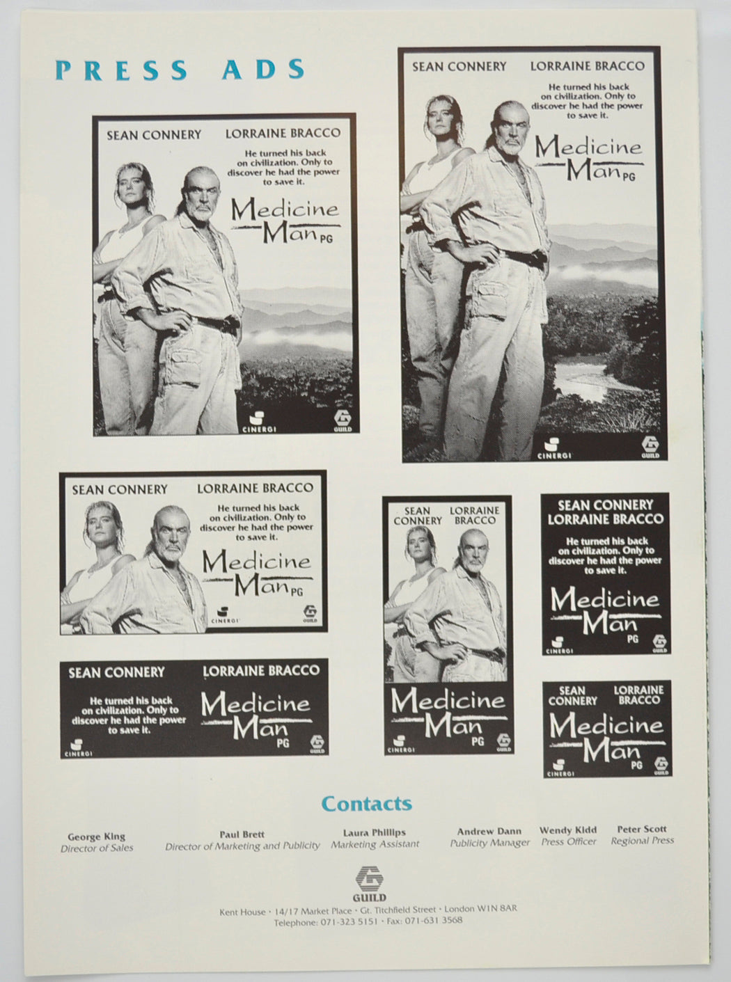 MEDICINE MAN Cinema Exhibitors Campaign Pressbook - BACK 