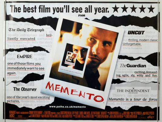 Memento  (Quotes Version)   Original British Quad Poster - Movie Poster