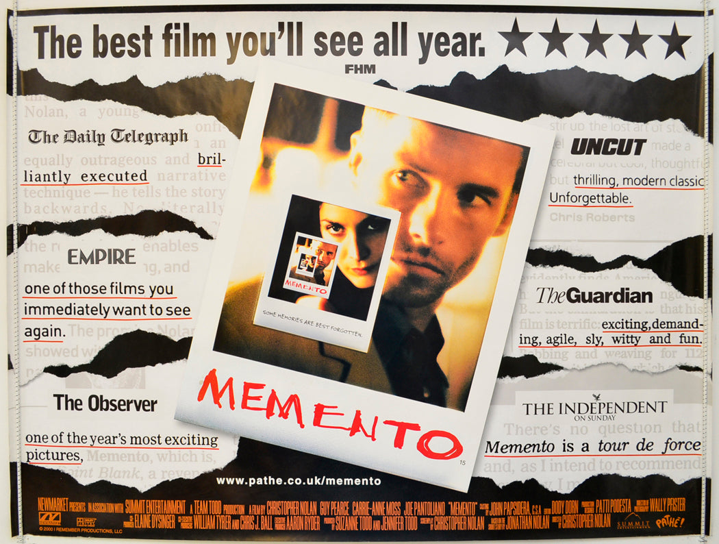 Memento  (Reviews Version)   Original Quad Poster - Film Poster - Movie Poster  