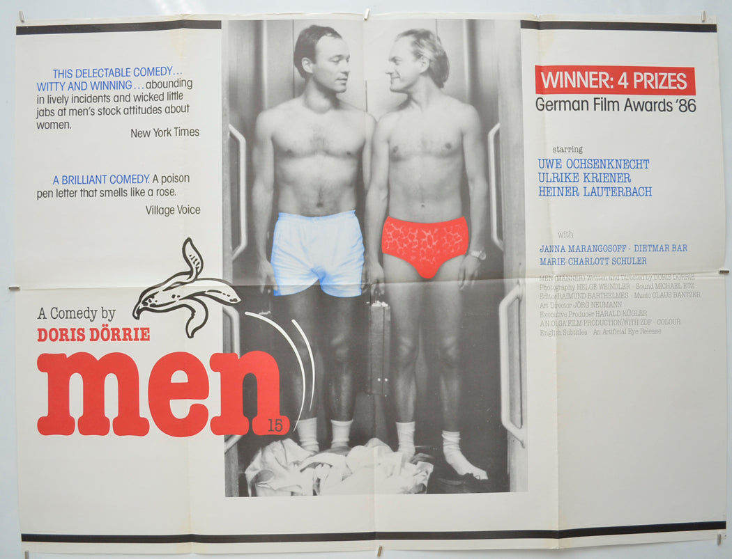 Men (a.k.a. Männer) (Winner of 4 Prizes 1986 German Film Awards) Original Quad Poster - Film Poster - Movie Poster