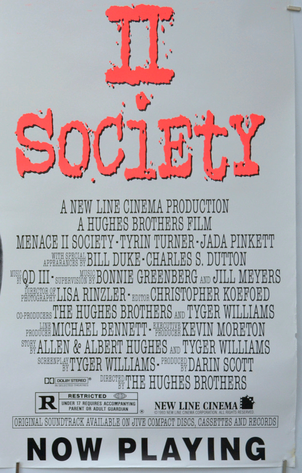 MENACE II SOCIETY (Bottom Right) Cinema One Sheet Movie Poster 