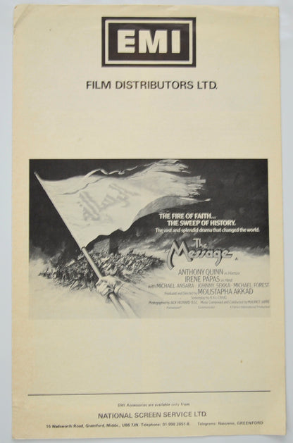 The Message Original 4 Page Cinema Exhibitors Campaign Pressbook (UK)