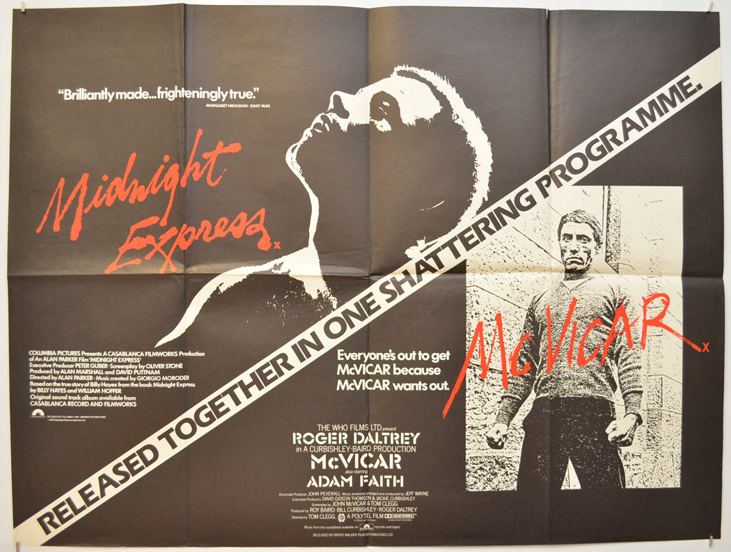 Midnight Express / McVicar (Double Bill) Original Quad Poster - Film Poster - Movie Poster