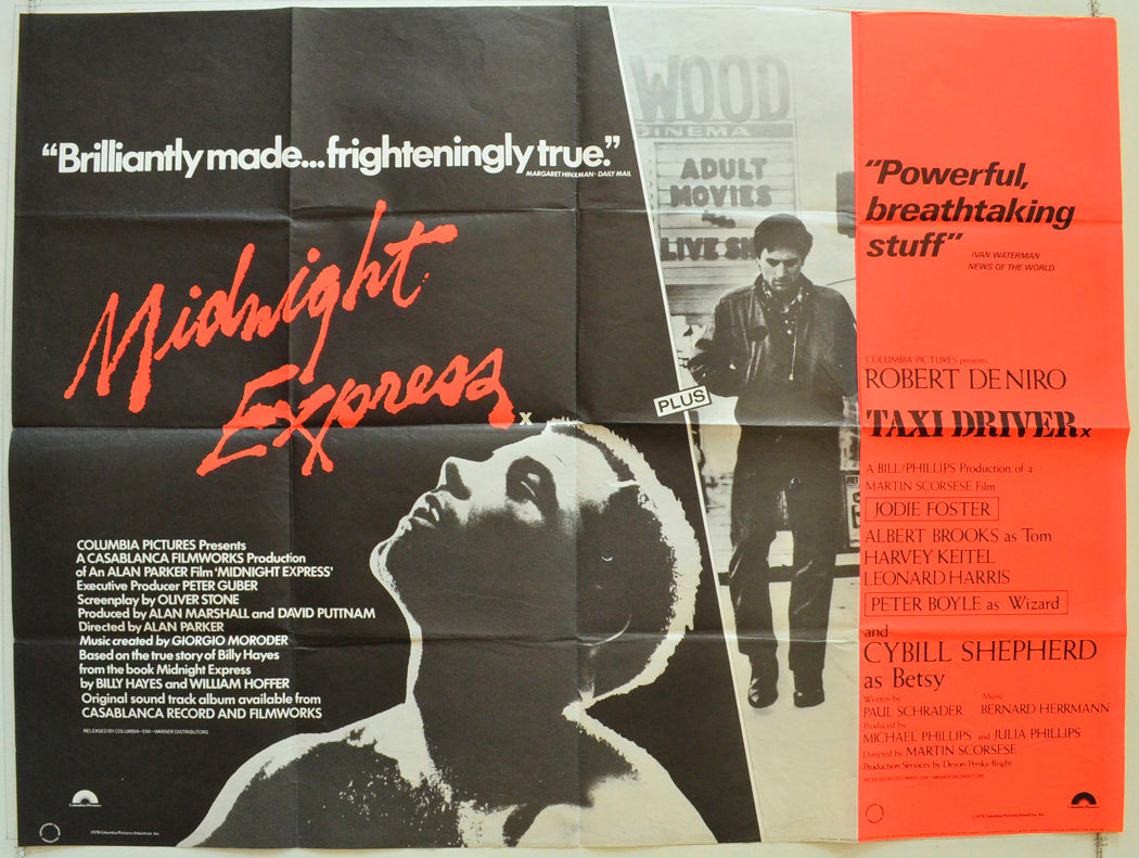 Midnight Express / Taxi Driver  (Double bill)   Original British Quad Poster - Film Poster - Movie Poster 