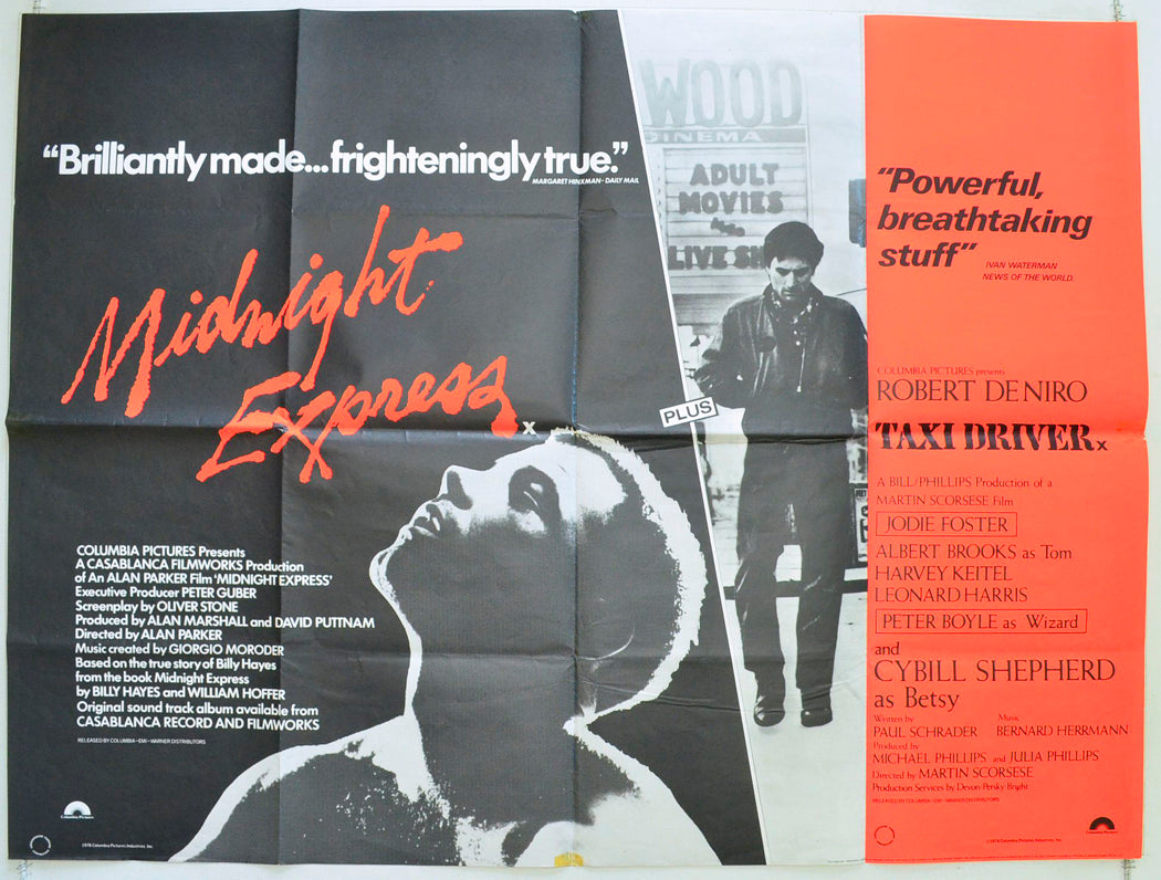 Midnight Express / Taxi Driver  (Double bill)   Original British Quad Poster - Film Poster - Movie Poster 