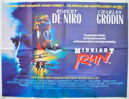 Midnight Run Original Quad Poster - Film Poster - Movie Poster  