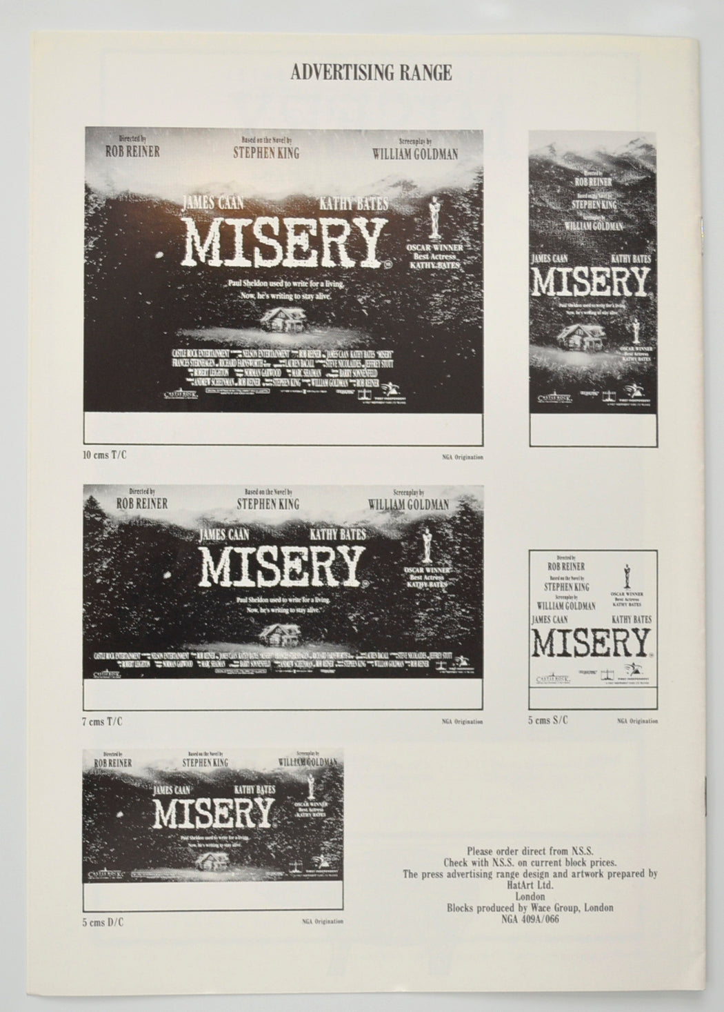 MISERY Cinema Exhibitors Campaign Pressbook - BACK 