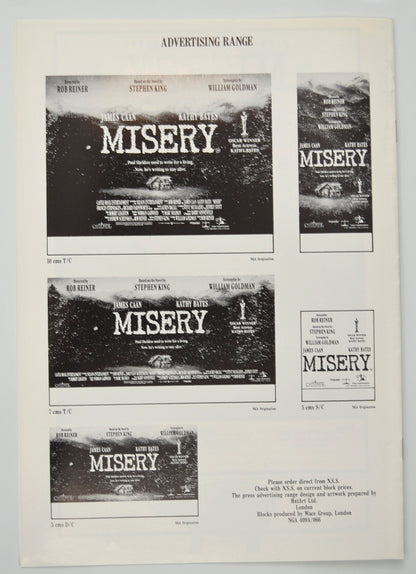 MISERY Cinema Exhibitors Campaign Pressbook - BACK 