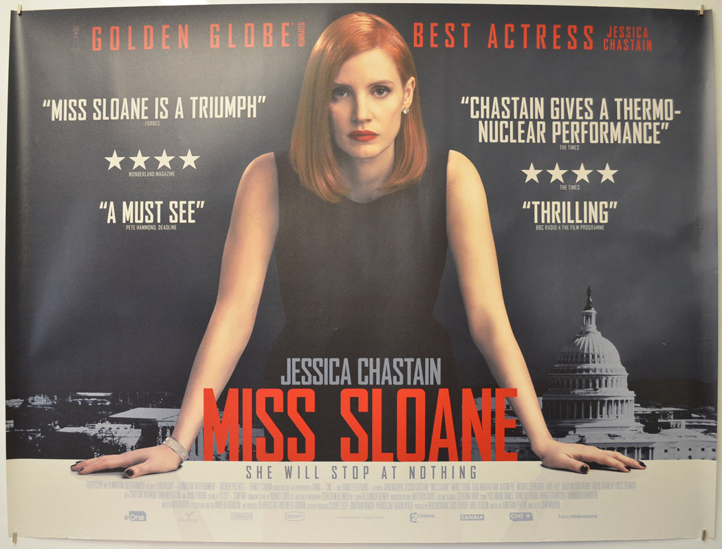 Miss Sloane Original Quad Poster - Film Poster - Movie Poster