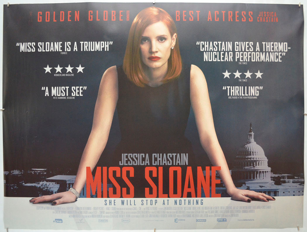 Miss Sloane  Original Quad Poster - Film Poster - Movie Poster