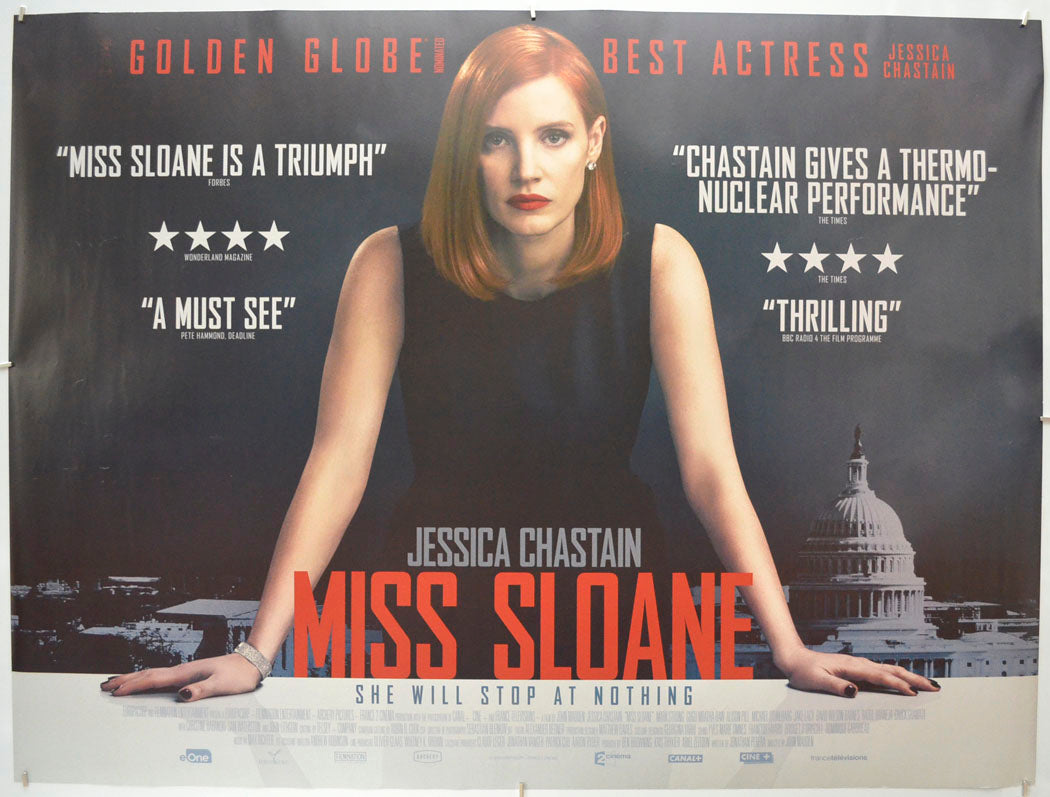 Miss Sloane  Original Quad Poster - Film Poster - Movie Poster