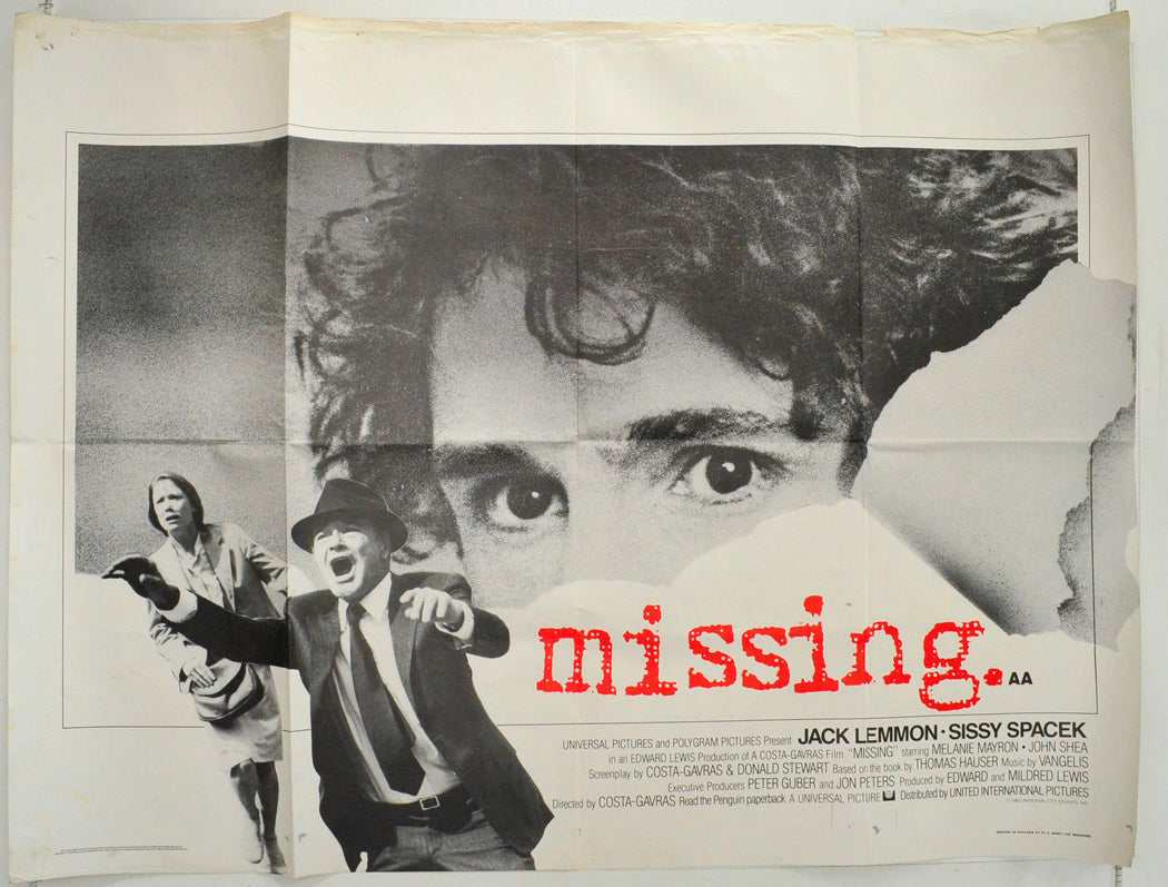 Missing Original British Quad Poster - Film Poster - Movie Poster 