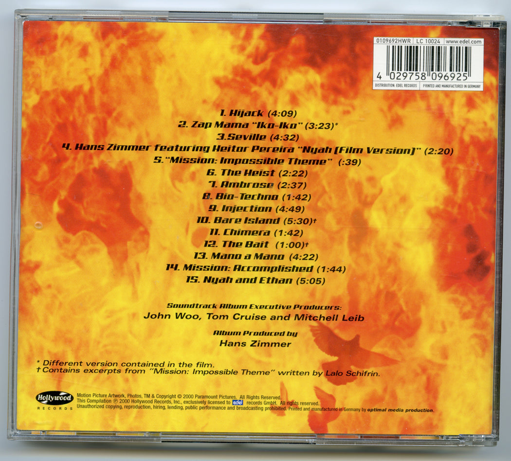 MISSION IMPOSSIBLE 2 - THE SCORE Original CD Soundtrack (back) 